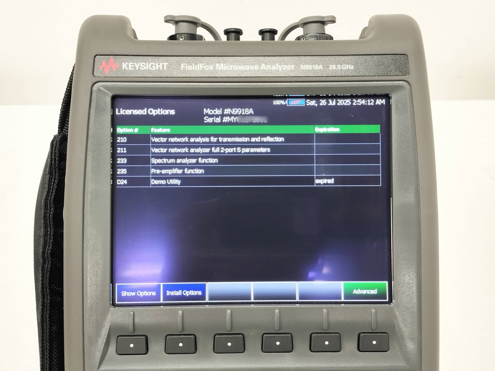 N9918A 210/211/233/235FieldFox ハンドヘルドマイクロ波アナライザ　26.5GHz