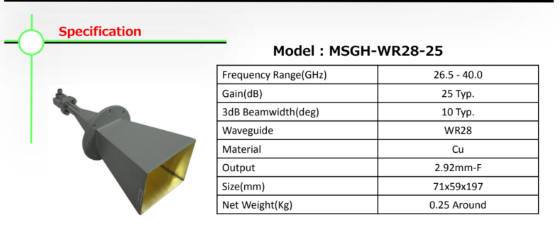 MSGH-WR28-25標準ゲインホーンアンテナ