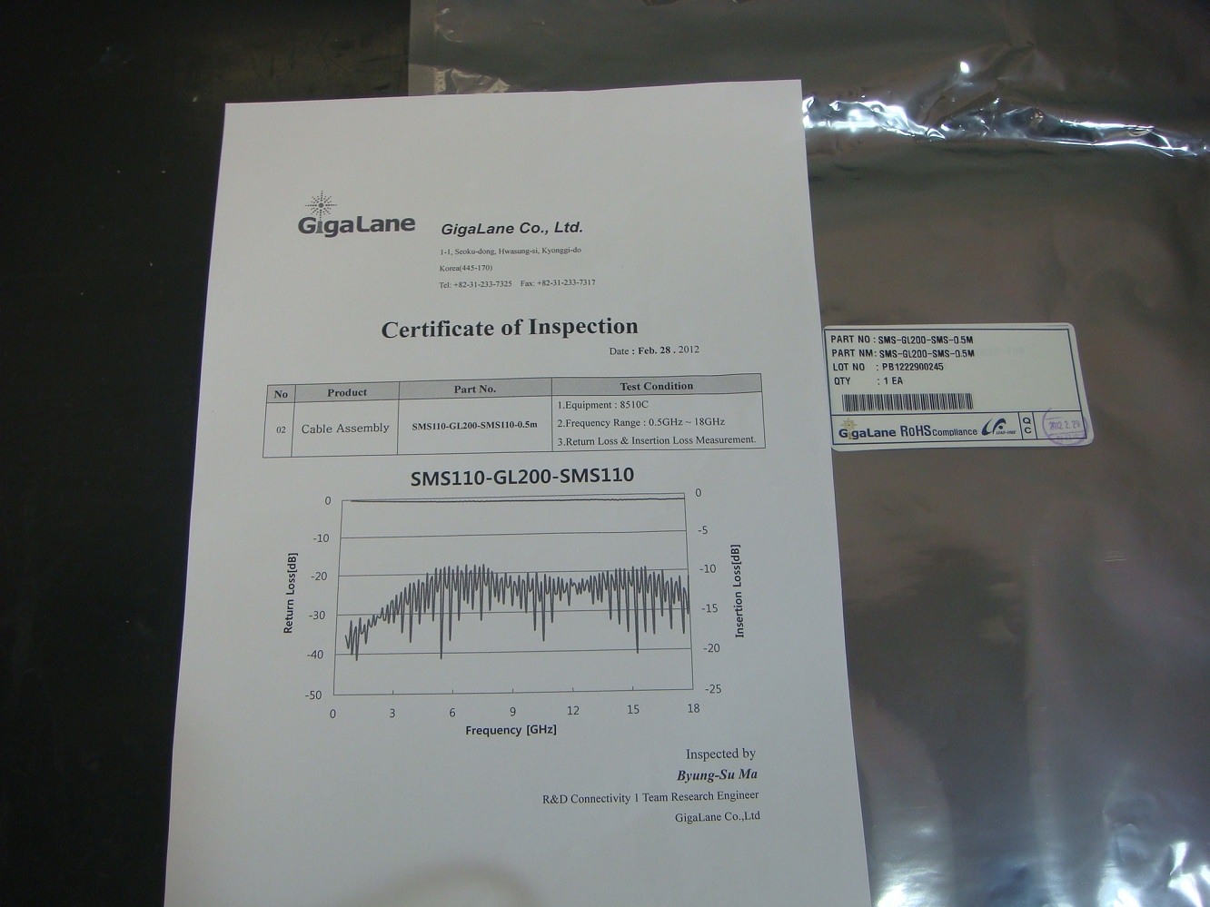 SMS-GL200-SMS10018GHz 50cm Low loss cable
