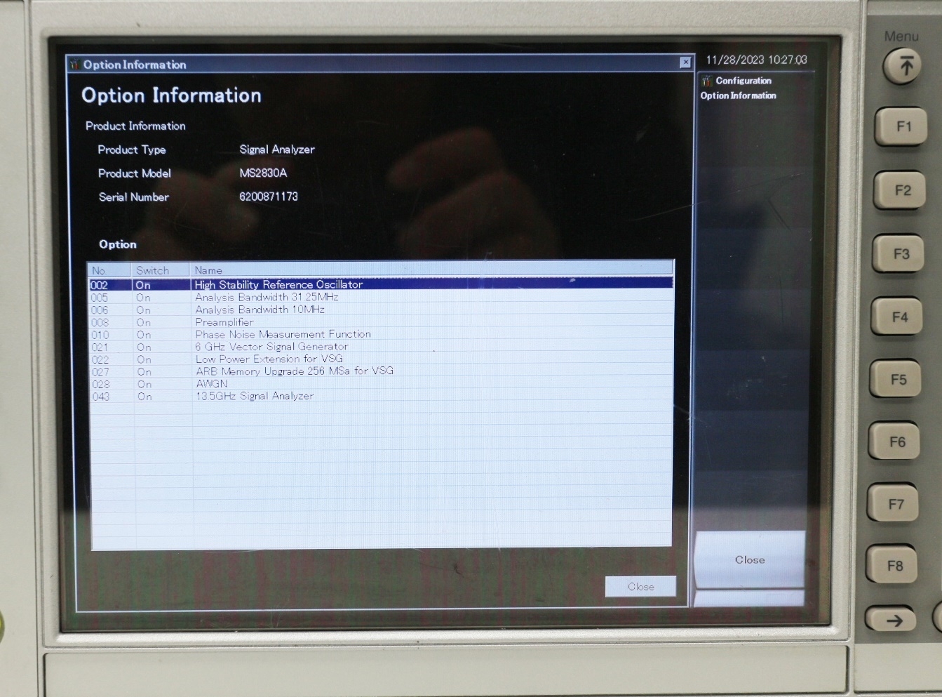 MS2830Aシグナルアナライザ 13.5GHz with 6GHz SG